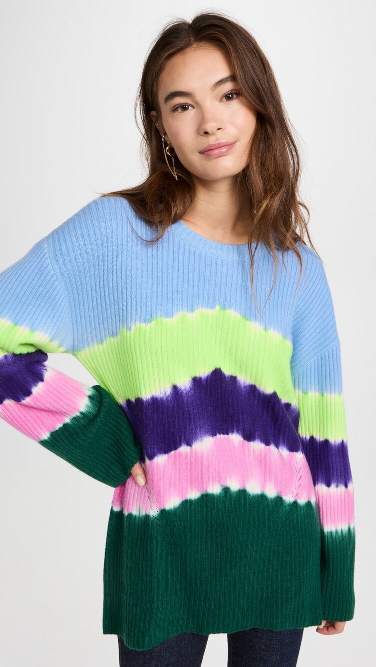 Prabal Gurung Jade Sky Tie Dye Oversized Wool Statement Knit Sweater Medium
